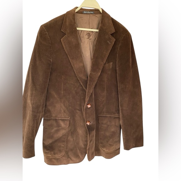 Vtg men’s Corduroy blazer/thin suede elbow patches professor academia preppy EUC
